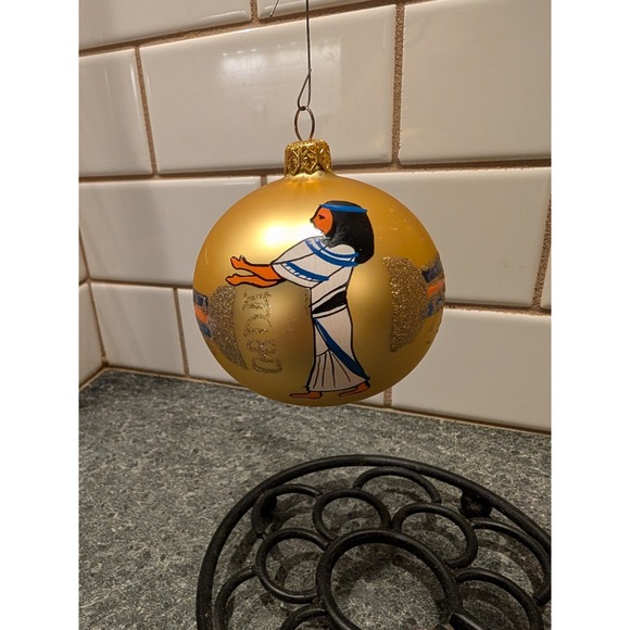 Kurt Adler Polonaise Egyptian Glass Ball Christmas Ornament Gold Glitter - Picture 2 of 7